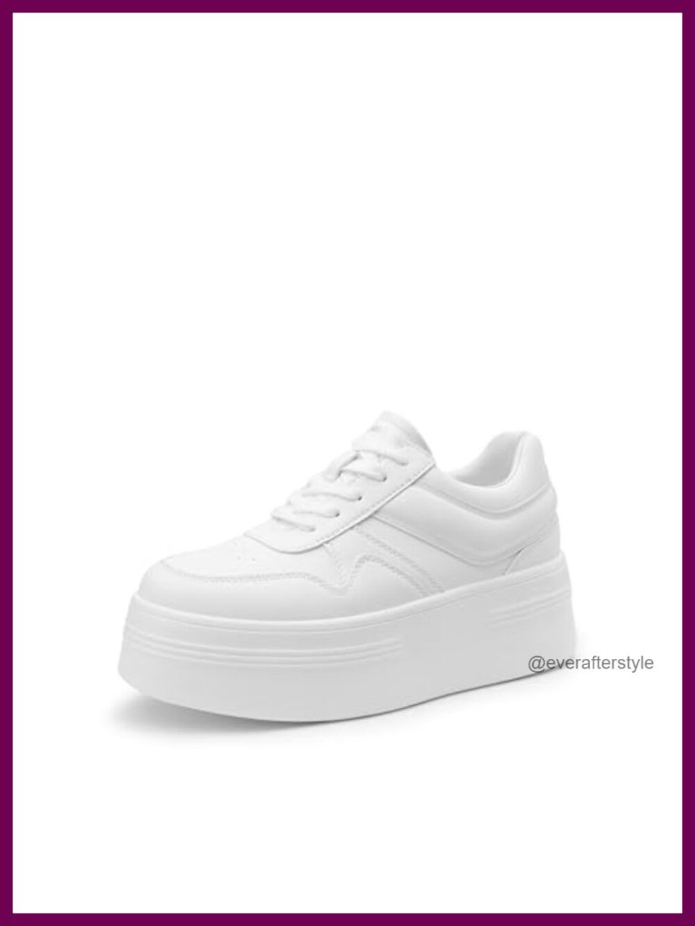 Platform Sneakers Chunky Faux Leather Cushioned Lace-Up Casual Walking